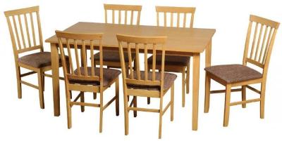 Selina Rectangular table with six Brown upholstered chairs , Please click to get details